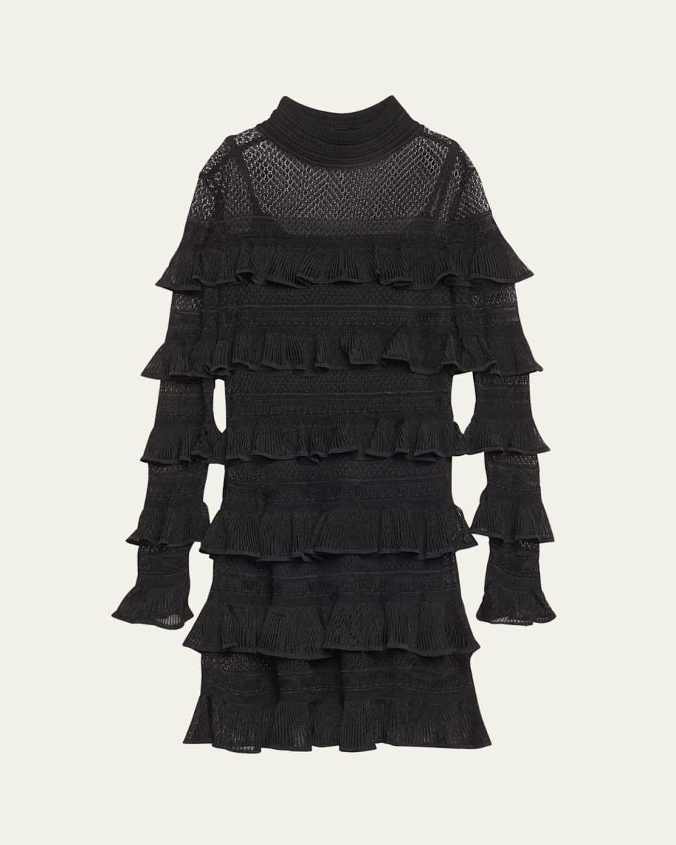 Crush High-Neck Frilled Mini Dress